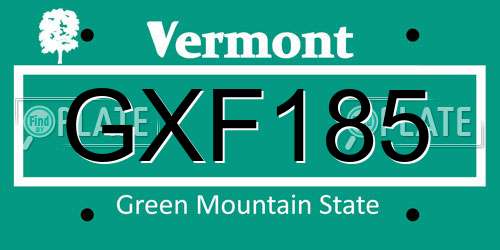 GXF185 Vermont License Plate