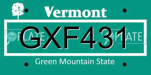 GXF431 Vermont License Plate