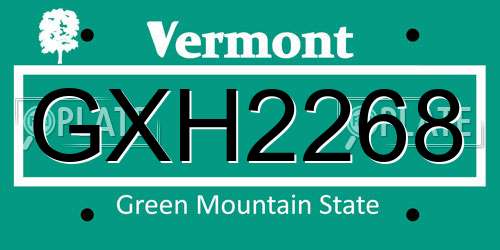 GXH2268 Vermont License Plate