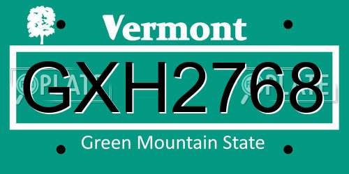 GXH2768 Vermont License Plate