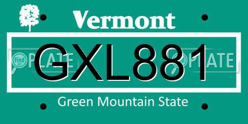 GXL881 Vermont License Plate