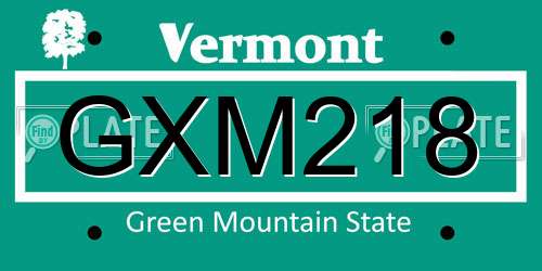 GXM218 Vermont License Plate