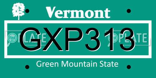 GXP313 Vermont License Plate
