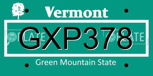 GXP378 Vermont License Plate