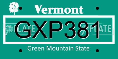 GXP381 Vermont License Plate