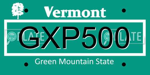 GXP500 Vermont License Plate