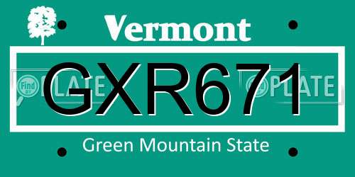 GXR671 Vermont License Plate