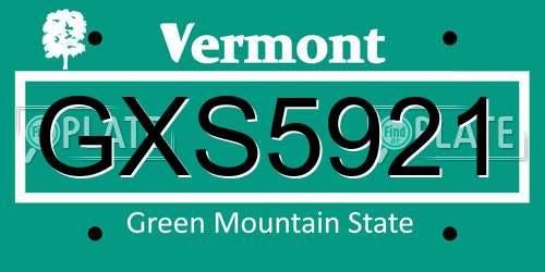 GXS5921 Vermont License Plate
