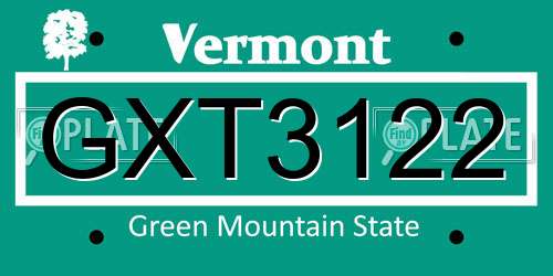 GXT3122 Vermont License Plate