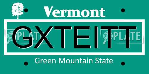 GXTEITT Vermont License Plate