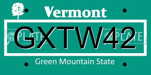 GXTW42 Vermont License Plate