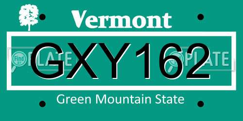 GXY162 Vermont License Plate
