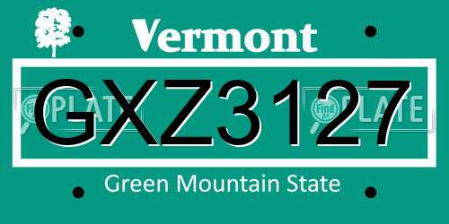 GXZ3127 Vermont License Plate