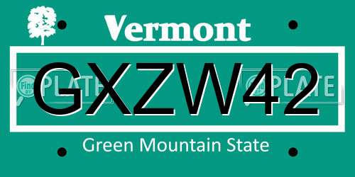GXZW42 Vermont License Plate