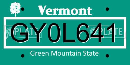 GY0L641 Vermont License Plate