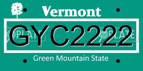 GYC2222 Vermont License Plate