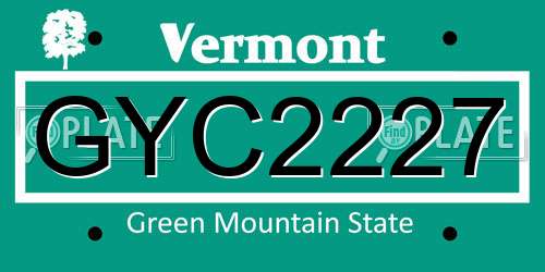 GYC2227 Vermont License Plate
