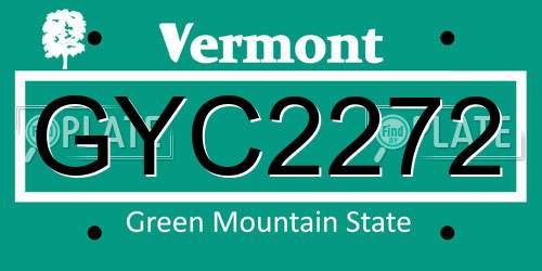 GYC2272 Vermont License Plate