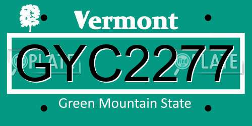 GYC2277 Vermont License Plate