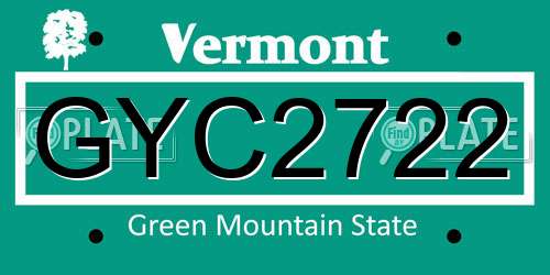 GYC2722 Vermont License Plate