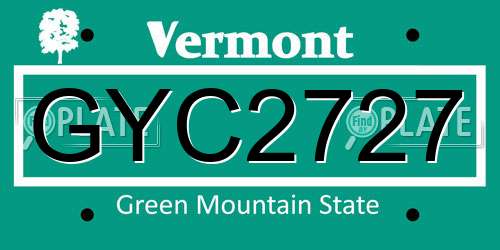 GYC2727 Vermont License Plate