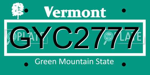 GYC2777 Vermont License Plate