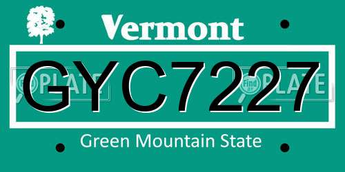 GYC7227 Vermont License Plate