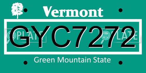 GYC7272 Vermont License Plate