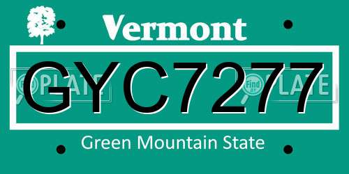 GYC7277 Vermont License Plate