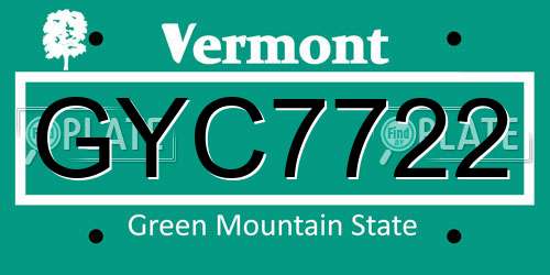 GYC7722 Vermont License Plate