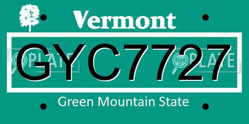 GYC7727 Vermont License Plate