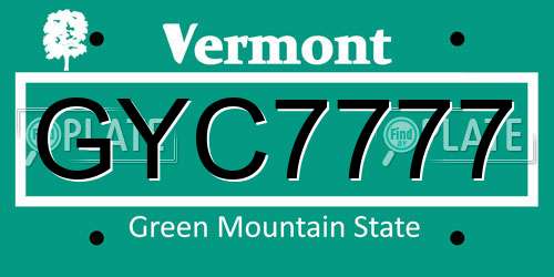 GYC7777 Vermont License Plate