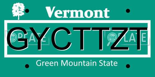 GYCTTZT Vermont License Plate