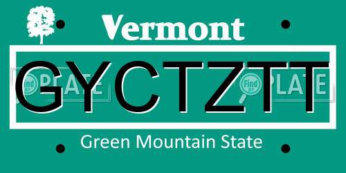 GYCTZTT Vermont License Plate