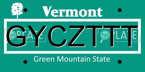 GYCZTTT Vermont License Plate
