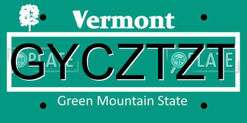GYCZTZT Vermont License Plate