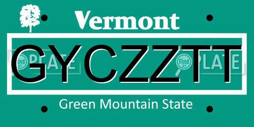 GYCZZTT Vermont License Plate