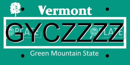 GYCZZZZ Vermont License Plate