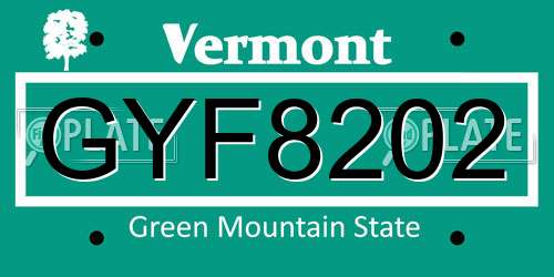 GYF8202 Vermont License Plate