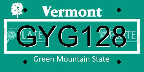 GYG128 Vermont License Plate