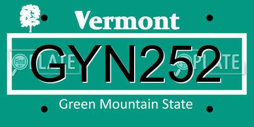 GYN252 Vermont License Plate