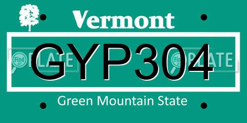GYP304 Vermont License Plate