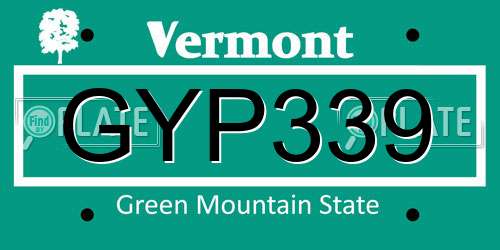 GYP339 Vermont License Plate