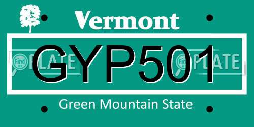 GYP501 Vermont License Plate