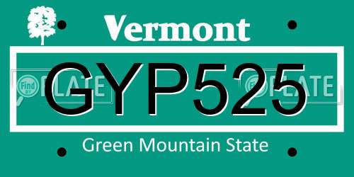 GYP525 Vermont License Plate