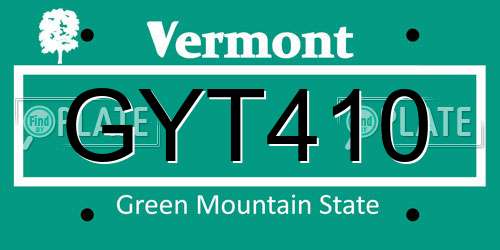 GYT410 Vermont License Plate