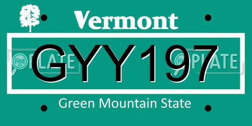 GYY197 Vermont License Plate