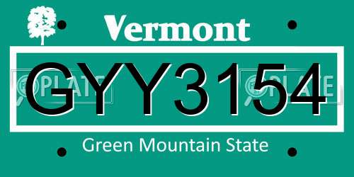 GYY3154 Vermont License Plate