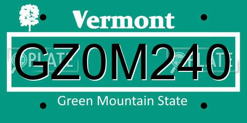 GZ0M240 Vermont License Plate