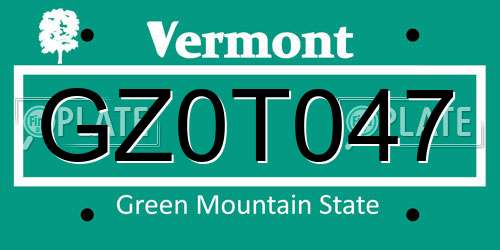 GZ0T047 Vermont License Plate